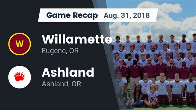 Watch this highlight video of the Willamette (Eugene, OR) football team in its game Recap: Willamette  vs. Ashland  2018 on Aug 31, 2018