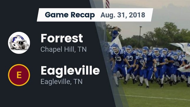 Watch this highlight video of the Forrest (Chapel Hill, TN) football team in its game Recap: Forrest  vs. Eagleville  2018 on Aug 31, 2018