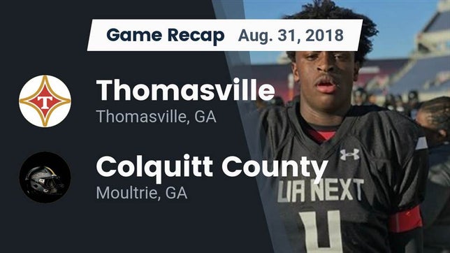 Watch this highlight video of the Thomasville (GA) football team in its game Recap: Thomasville  vs. Colquitt County  2018 on Aug 31, 2018