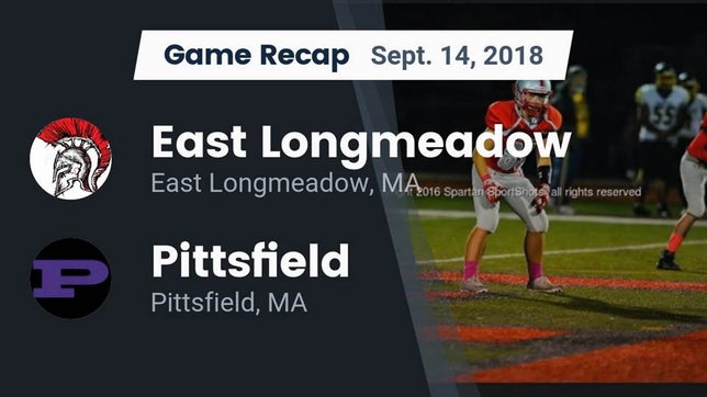 Watch this highlight video of the East Longmeadow (MA) football team in its game Recap: East Longmeadow  vs. Pittsfield  2018 on Sep 14, 2018