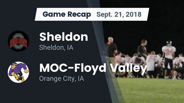 Watch this highlight video of the Sheldon (IA) football team in its game Recap: Sheldon  vs. MOC-Floyd Valley  2018 on Sep 21, 2018