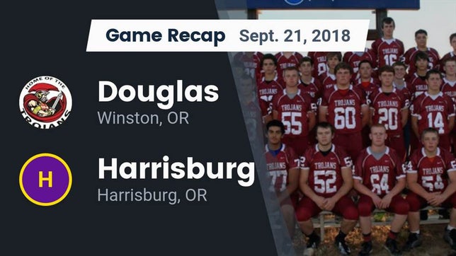 Watch this highlight video of the Douglas (Winston, OR) football team in its game Recap: Douglas  vs. Harrisburg  2018 on Sep 21, 2018