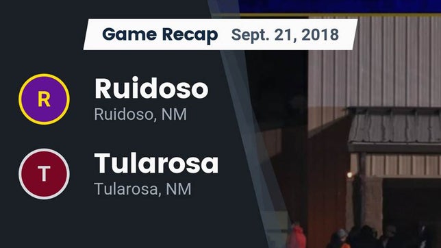 Watch this highlight video of the Ruidoso (NM) football team in its game Recap: Ruidoso  vs. Tularosa  2018 on Sep 21, 2018