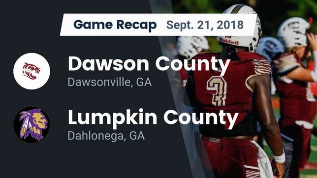 Watch this highlight video of the Dawson County (Dawsonville, GA) football team in its game Recap: Dawson County  vs. Lumpkin County  2018 on Sep 21, 2018