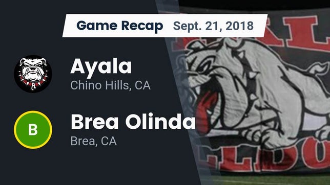 Watch this highlight video of the Ayala (Chino Hills, CA) football team in its game Recap: Ayala  vs. Brea Olinda  2018 on Sep 21, 2018