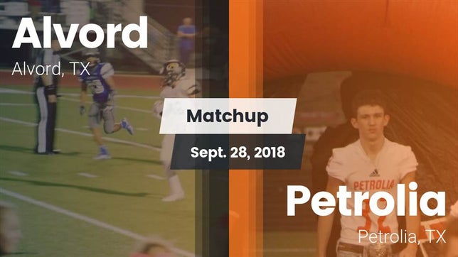 Watch this highlight video of the Alvord (TX) football team in its game Matchup: Alvord vs. Petrolia  2018 on Sep 28, 2018