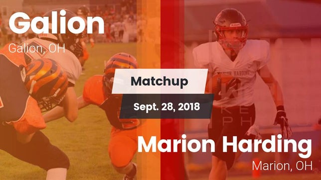 Watch this highlight video of the Galion (OH) football team in its game Matchup: Galion vs. Marion Harding  2018 on Sep 28, 2018