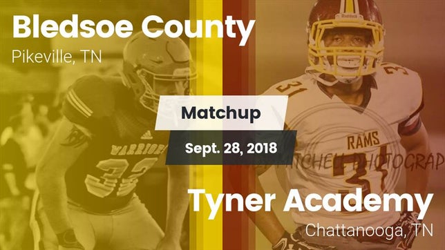 Watch this highlight video of the Bledsoe County (Pikeville, TN) football team in its game Matchup: Bledsoe County vs. Tyner Academy  2018 on Sep 28, 2018