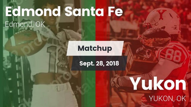 Watch this highlight video of the Edmond Santa Fe (Edmond, OK) football team in its game Matchup: Santa Fe  vs. Yukon  2018 on Sep 28, 2018