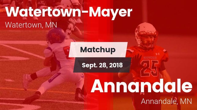Watch this highlight video of the Watertown-Mayer (Watertown, MN) football team in its game Matchup: Watertown-Mayer vs. Annandale  2018 on Sep 28, 2018