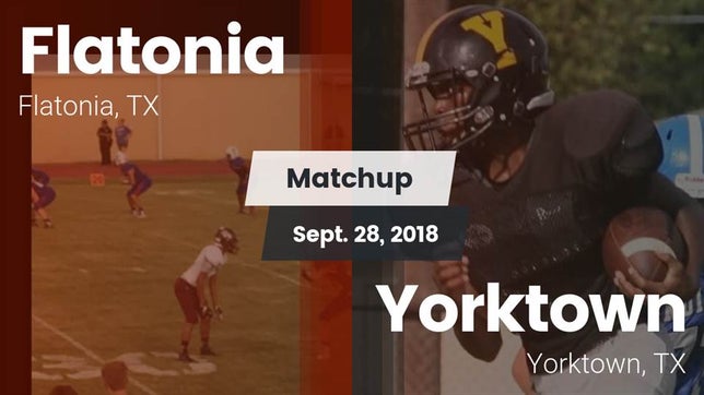 Watch this highlight video of the Flatonia (TX) football team in its game Matchup: Flatonia vs. Yorktown  2018 on Sep 28, 2018