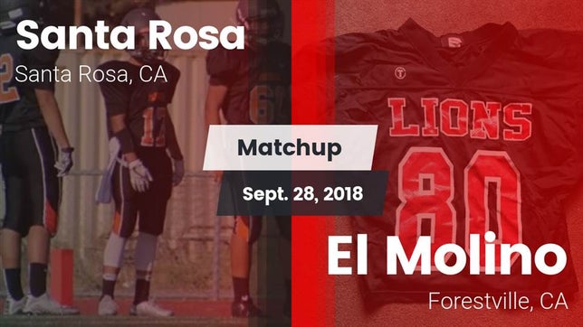 Watch this highlight video of the Santa Rosa (CA) football team in its game Matchup: Santa Rosa vs. El Molino  2018 on Sep 28, 2018