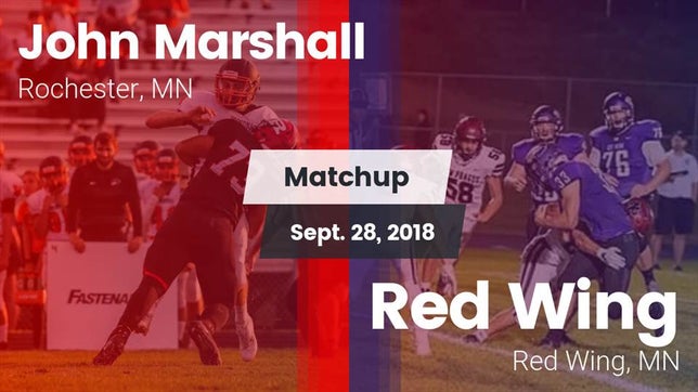 Watch this highlight video of the John Marshall (Rochester, MN) football team in its game Matchup: John Marshall vs. Red Wing  2018 on Sep 28, 2018