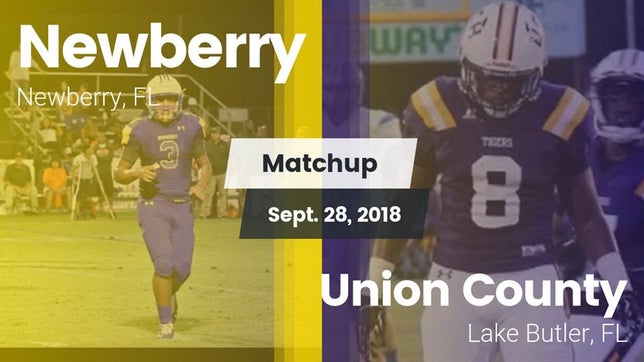 Watch this highlight video of the Newberry (FL) football team in its game Matchup: Newberry vs. Union County  2018 on Sep 28, 2018