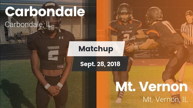 Watch this highlight video of the Carbondale (IL) football team in its game Matchup: Carbondale vs. Mt. Vernon  2018 on Sep 28, 2018