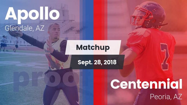 Watch this highlight video of the Apollo (Glendale, AZ) football team in its game Matchup: Apollo  vs. Centennial  2018 on Sep 28, 2018