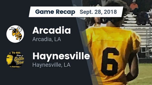 Watch this highlight video of the Arcadia (LA) football team in its game Recap: Arcadia  vs. Haynesville  2018 on Sep 28, 2018