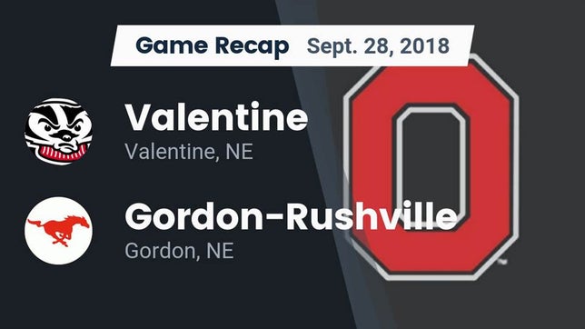 Watch this highlight video of the Valentine (NE) football team in its game Recap: Valentine  vs. Gordon-Rushville  2018 on Sep 28, 2018