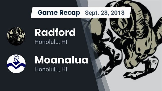 Watch this highlight video of the Radford (Honolulu, HI) football team in its game Recap: Radford  vs. Moanalua  2018 on Sep 28, 2018