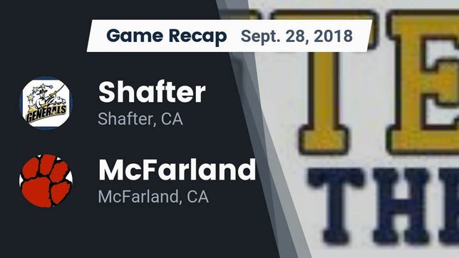 Watch this highlight video of the Shafter (CA) football team in its game Recap: Shafter  vs. McFarland  2018 on Sep 28, 2018
