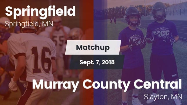 Watch this highlight video of the Springfield (MN) football team in its game Matchup: Springfield vs. Murray County Central  2018 on Sep 7, 2018