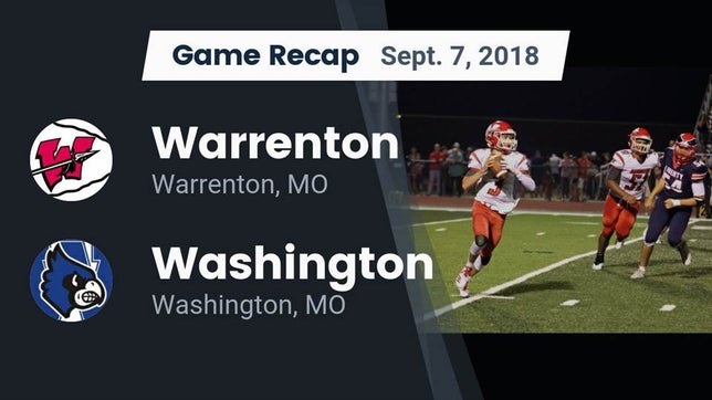 Watch this highlight video of the Warrenton (MO) football team in its game Recap: Warrenton  vs. Washington  2018 on Sep 7, 2018