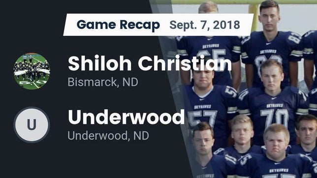 Watch this highlight video of the Shiloh Christian (Bismarck, ND) football team in its game Recap: Shiloh Christian  vs. Underwood  2018 on Sep 7, 2018