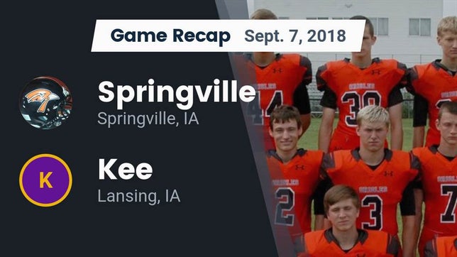 Watch this highlight video of the Springville (IA) football team in its game Recap: Springville  vs. Kee  2018 on Sep 7, 2018