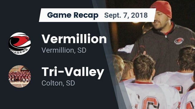Watch this highlight video of the Vermillion (SD) football team in its game Recap: Vermillion  vs. Tri-Valley  2018 on Sep 7, 2018