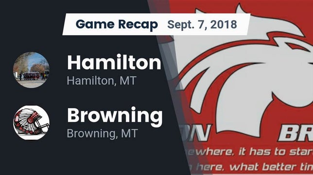 Watch this highlight video of the Hamilton (MT) football team in its game Recap: Hamilton  vs. Browning  2018 on Sep 7, 2018