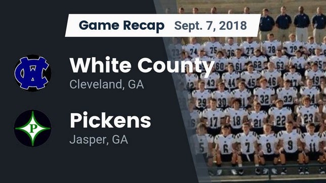 Watch this highlight video of the White County (Cleveland, GA) football team in its game Recap: White County  vs. Pickens  2018 on Sep 7, 2018