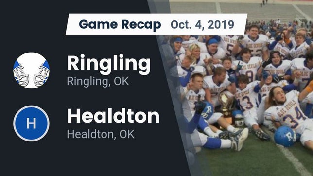 Watch this highlight video of the Ringling (OK) football team in its game Recap: Ringling  vs. Healdton  2019 on Oct 4, 2019