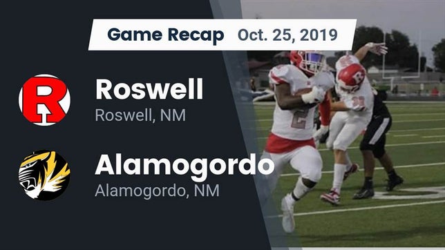 Watch this highlight video of the Roswell (NM) football team in its game Recap: Roswell  vs. Alamogordo  2019 on Oct 25, 2019