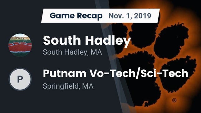 Watch this highlight video of the South Hadley (MA) football team in its game Recap: South Hadley  vs. Putnam Vo-Tech/Sci-Tech  2019 on Nov 1, 2019