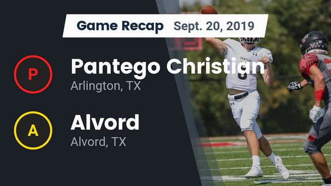 Watch this highlight video of the Pantego Christian (Arlington, TX) football team in its game Recap: Pantego Christian  vs. Alvord  2019 on Sep 20, 2019