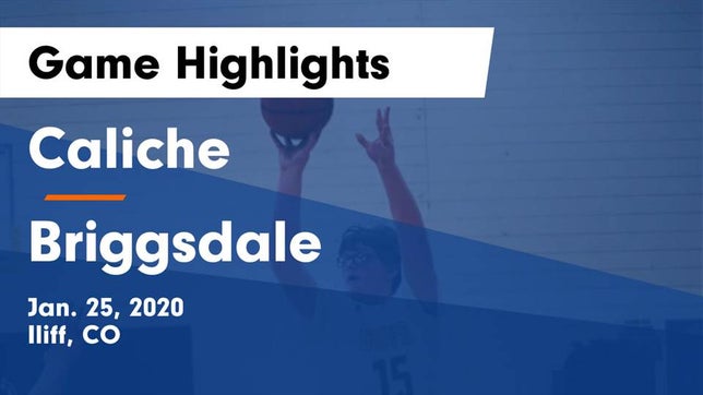 Watch this highlight video of the Caliche (Iliff, CO) basketball team in its game Caliche  vs Briggsdale  Game Highlights - Jan. 25, 2020 on Jan 25, 2020