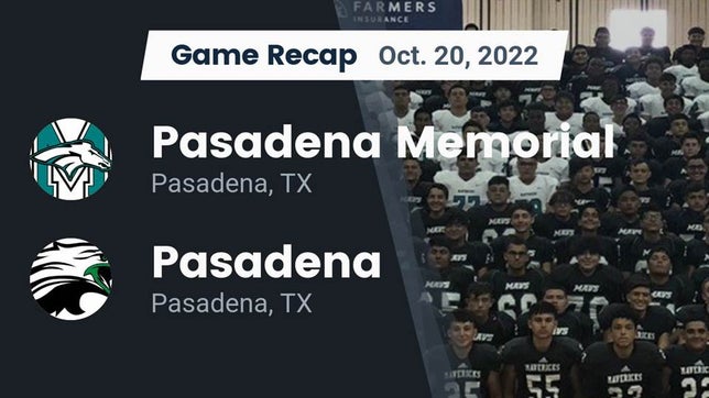 Watch this highlight video of the Pasadena Memorial (Pasadena, TX) football team in its game Recap: Pasadena Memorial  vs. Pasadena  2022 on Oct 20, 2022