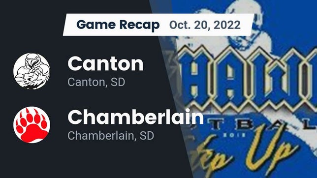 Watch this highlight video of the Canton (SD) football team in its game Recap: Canton  vs. Chamberlain  2022 on Oct 20, 2022