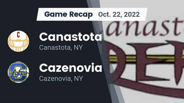 Watch this highlight video of the Canastota (NY) football team in its game Recap: Canastota  vs. Cazenovia  2022 on Oct 22, 2022