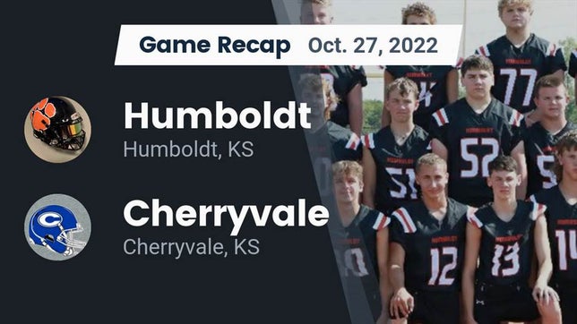Watch this highlight video of the Humboldt (KS) football team in its game Recap: Humboldt  vs. Cherryvale  2022 on Oct 27, 2022