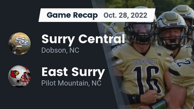 Watch this highlight video of the Surry Central (Dobson, NC) football team in its game Recap: Surry Central  vs. East Surry  2022 on Oct 28, 2022
