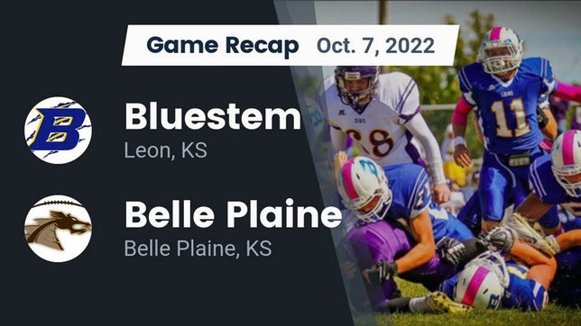 Watch this highlight video of the Bluestem (Leon, KS) football team in its game Recap: Bluestem  vs. Belle Plaine  2022 on Oct 7, 2022