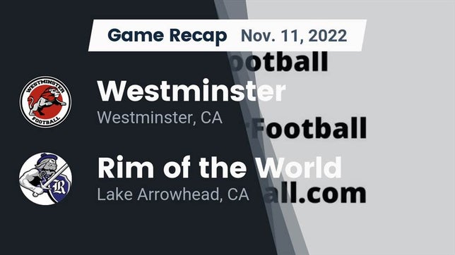 Football Game Preview Ocean View Seahawks vs. Westminster Lions