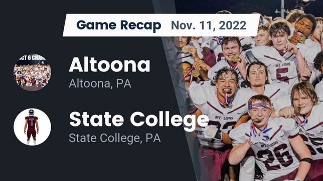 Watch this highlight video of the Altoona (PA) football team in its game Recap: Altoona  vs. State College  2022 on Nov 10, 2022