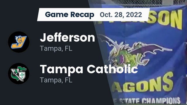 Watch this highlight video of the Jefferson (Tampa, FL) football team in its game Recap: Jefferson  vs. Tampa Catholic  2022 on Oct 28, 2022