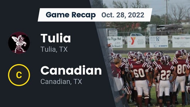 Watch this highlight video of the Tulia (TX) football team in its game Recap: Tulia  vs. Canadian  2022 on Oct 28, 2022