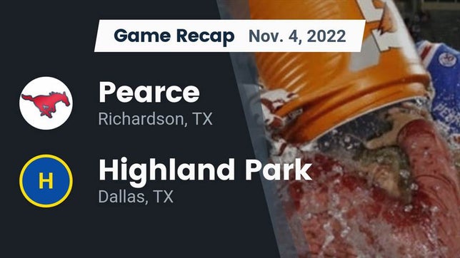 Watch this highlight video of the Pearce (Richardson, TX) football team in its game Recap: Pearce  vs. Highland Park  2022 on Nov 3, 2022