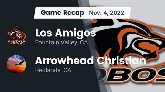 Watch this highlight video of the Los Amigos (Fountain Valley, CA) football team in its game Recap: Los Amigos  vs. Arrowhead Christian  2022 on Nov 4, 2022