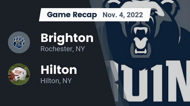 Watch this highlight video of the Brighton (Rochester, NY) football team in its game Recap: Brighton  vs. Hilton  2022 on Nov 4, 2022