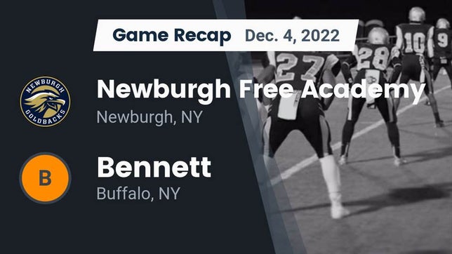 Watch this highlight video of the Newburgh Free Academy (Newburgh, NY) football team in its game Recap: Newburgh Free Academy  vs. Bennett  2022 on Dec 4, 2022